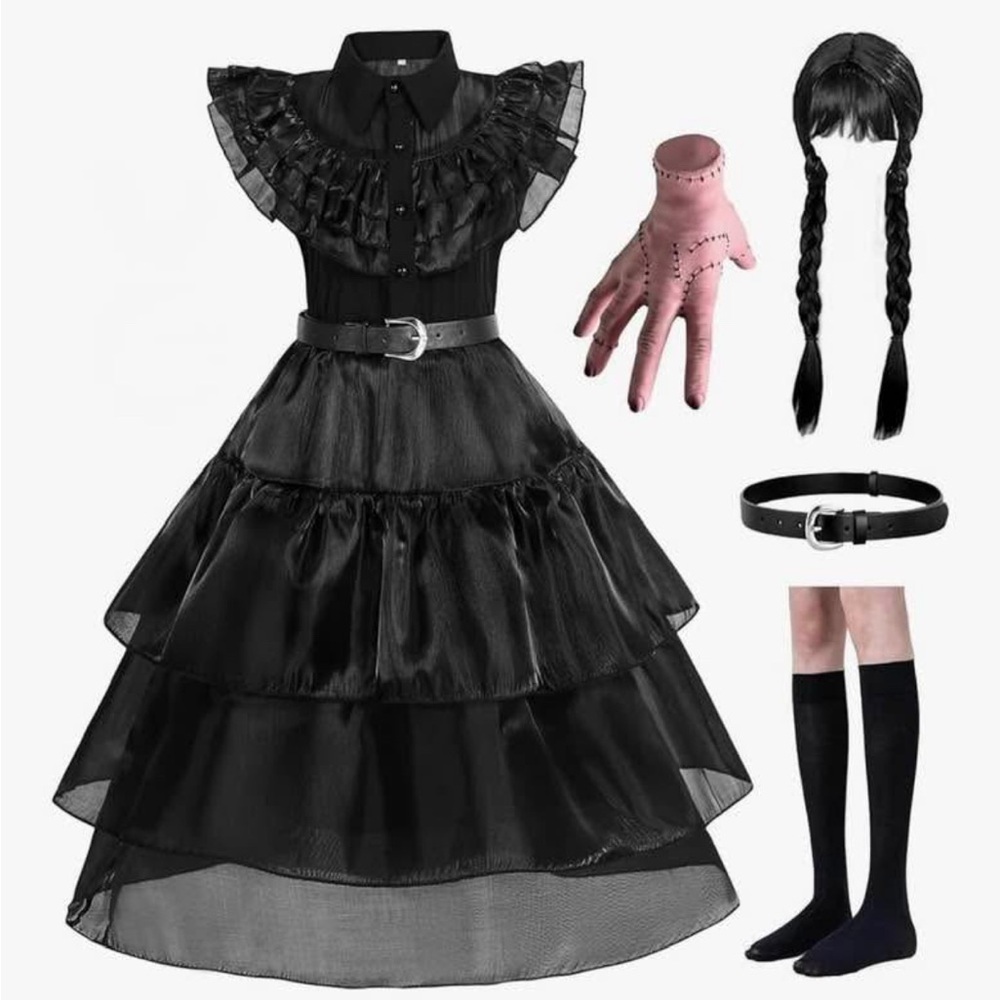 Black  Prom Dress & wig ! Plus THING. Kids Large 10 everything pictured included